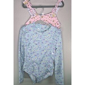 Cotton On Kids Mandy Floral One Piece Swimsuit + Lydia Long Sleeve Rashguard...